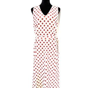 Zara Red and White Polka Dot Belted Sheath Dress, Size M